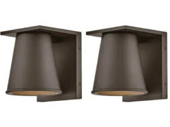 2er SET kleine LED Außenwandleuchten Bronzefarbig Salzluft resistent Höhe 15,5cm