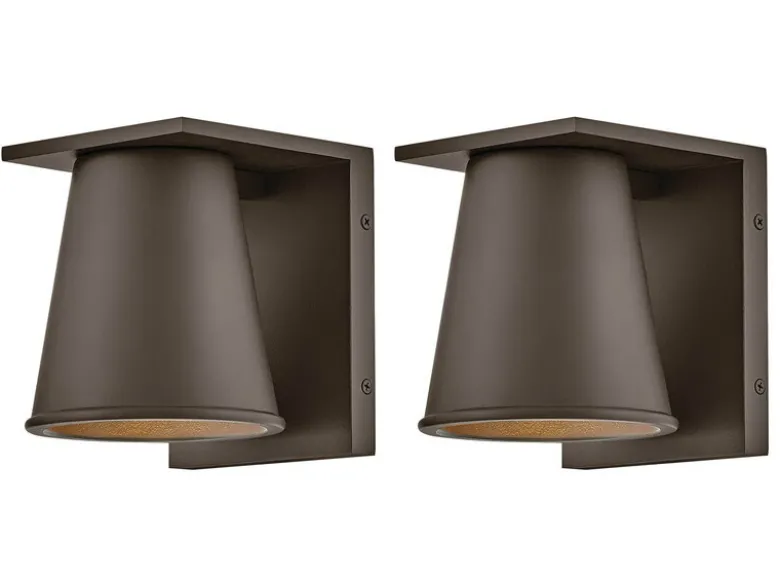 2er SET kleine LED Außenwandleuchten Bronzefarbig Salzluft resistent Höhe 15,5cm