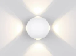 2er SET kleine LED Außenwandleuchten 4 flammig, Kugel in Weiß Ø 10cm