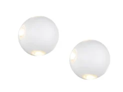 2er SET kleine LED Außenwandleuchten 4 flammig, Kugel in Weiß Ø 10cm