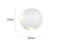 2er SET kleine LED Außenwandleuchten 4 flammig, Kugel in Weiß Ø 10cm