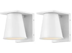 2er SET kleine LED Außenwandleuchten Weiß, Salzluft resistent Höhe 15,5cm