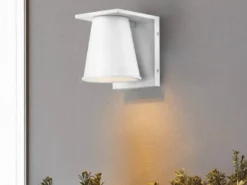 2er SET kleine LED Außenwandleuchten Weiß, Salzluft resistent Höhe 15,5cm