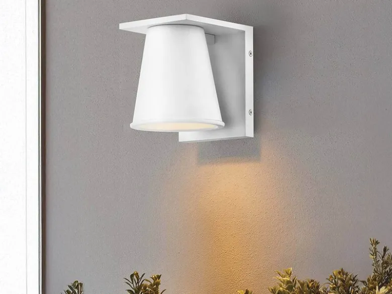 2er SET kleine LED Außenwandleuchten Weiß, Salzluft resistent Höhe 15,5cm
