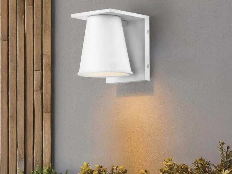 2er SET kleine LED Außenwandleuchten Weiß, Salzluft resistent Höhe 15,5cm