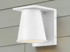 2er SET kleine LED Außenwandleuchten Weiß, Salzluft resistent Höhe 15,5cm