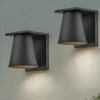 2er SET kleine LED Außenwandleuchten Schwarz, Salzluft resistent, Höhe 15,5cm
