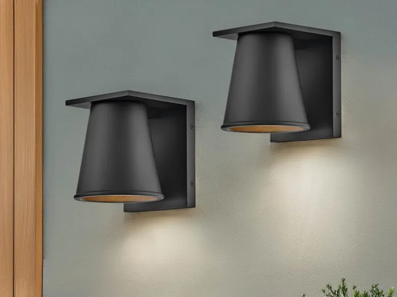 2er SET kleine LED Außenwandleuchten Schwarz, Salzluft resistent, Höhe 15,5cm