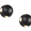 2er SET kleine LED Außenwandleuchten 4 flammig, Kugel in Schwarz Ø 10cm