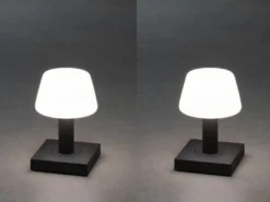 2er Set kleine LED Outdoor Tischleuchten per USB aufladbar, Anthrazit H: 19cm