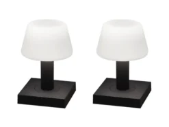 2er Set kleine LED Outdoor Tischleuchten per USB aufladbar, Anthrazit H: 19cm