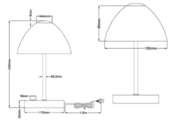 2-er SET kleine LED Tischlampen dimmbar, Messing mit Glasschirm Weiß, Höhe 24cm