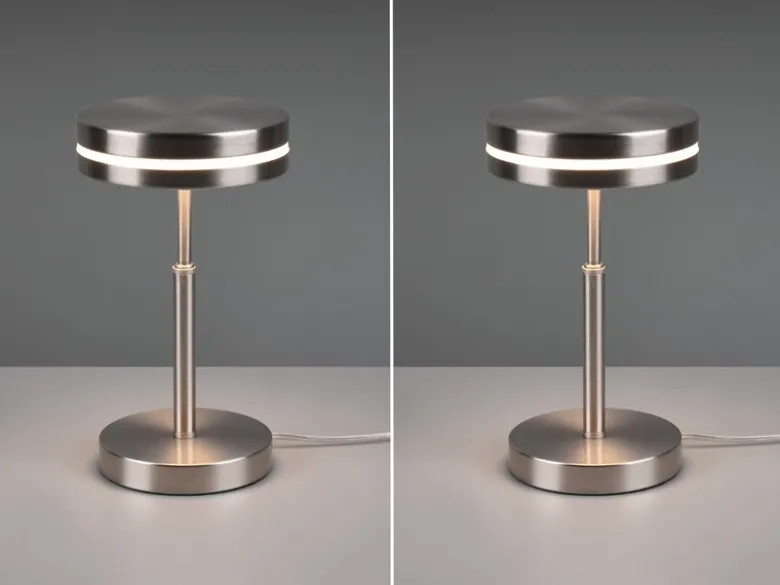 2-er Set kleine LED Tischleuchten rund, Silber, Höhe 25cm