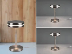 2-er Set kleine LED Tischleuchten rund, Silber, Höhe 25cm