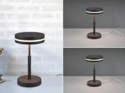 2-er Set kleine LED Tischleuchten rund, Anthrazit, Höhe 25cm