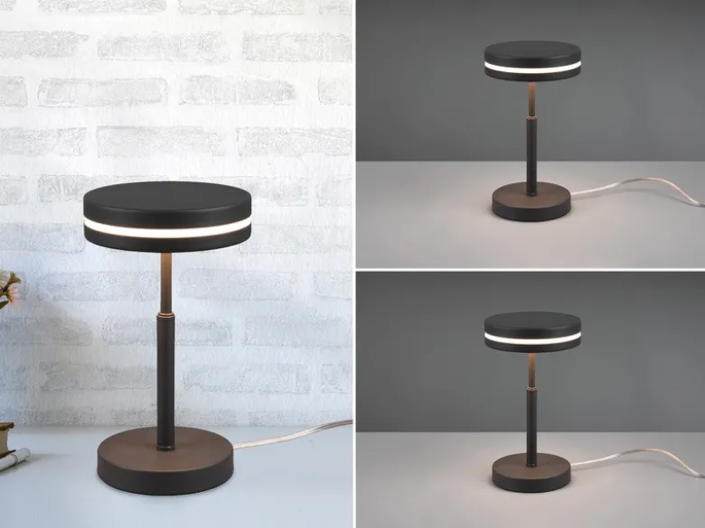 2-er Set kleine LED Tischleuchten rund, Anthrazit, Höhe 25cm
