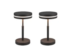2-er Set kleine LED Tischleuchten rund, Anthrazit, Höhe 25cm