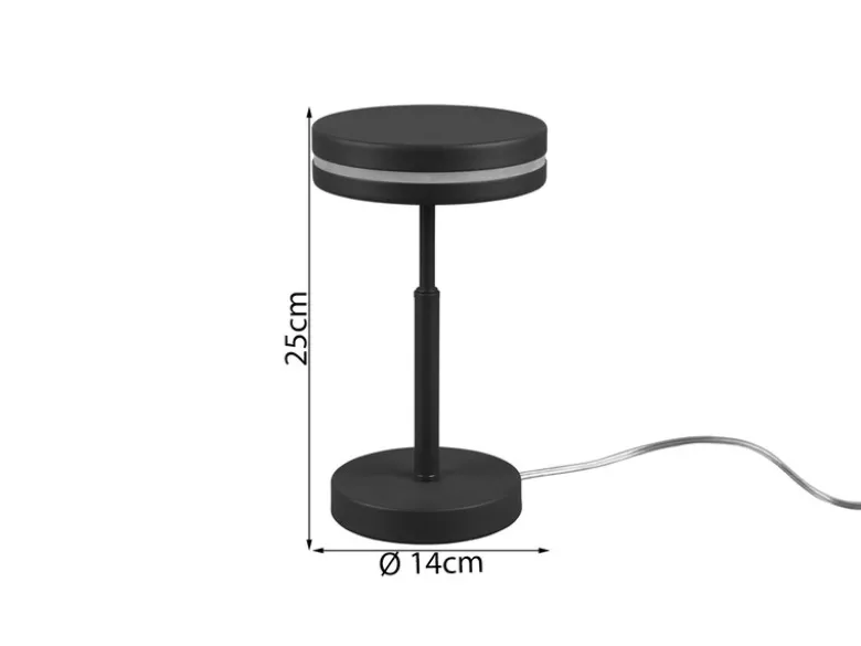 2-er Set kleine LED Tischleuchten rund, Anthrazit, Höhe 25cm