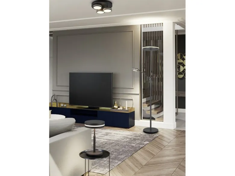 2-er Set kleine LED Tischleuchten rund, Anthrazit, Höhe 25cm