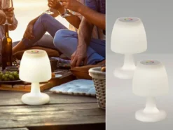 2er SET kleine Outdoor Akku Tischlampen 26cm ohne Kabel - dimmbar & RGB