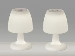 2er SET kleine Outdoor Akku Tischlampen 26cm ohne Kabel - dimmbar & RGB