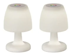 2er SET kleine Outdoor Akku Tischlampen 26cm ohne Kabel - dimmbar & RGB