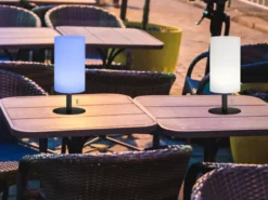 2er SET kleine Outdoor Akku Tischlampen 28cm ohne Kabel mit RGB Farbwechsel