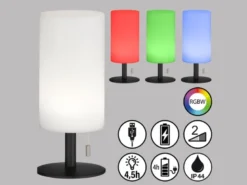 2er SET kleine Outdoor Akku Tischlampen 28cm ohne Kabel mit RGB Farbwechsel