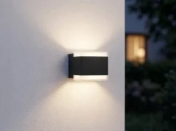 2er Set Kleine Up and Down LED Außenwandleuchten Aluminium Schwarz, 7,5x7cm