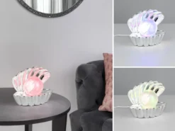 2er SET kleine USB Muschel Tischlampen mit RGB Beleuchtung, Höhe 14cm