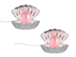 2er SET kleine USB Muschel Tischlampen mit RGB Beleuchtung, Höhe 14cm
