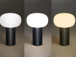 2er Set LED Akku Outdoor Tischleuchten mit RGB Farbwechsel, Schwarz Höhe 19cm