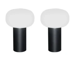 2er Set LED Akku Outdoor Tischleuchten mit RGB Farbwechsel, Schwarz Höhe 19cm