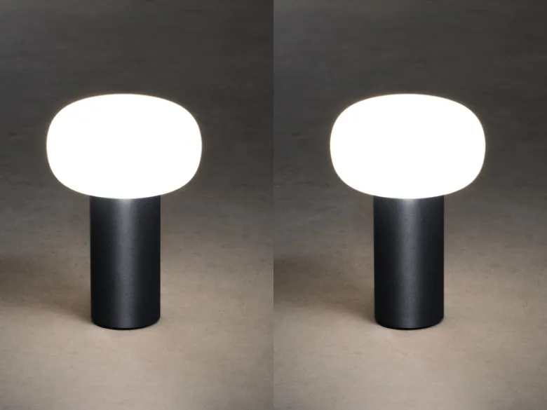 2er Set LED Akku Outdoor Tischleuchten mit RGB Farbwechsel, Schwarz Höhe 19cm