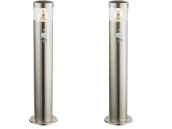 2er Set LED Außenlampen mit Bewegungsmelder, Wegeleuchte Pollerleuchte Edelstahl