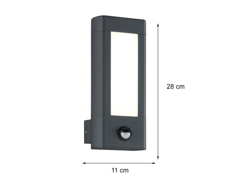 2er SET LED Außenwandlampen Anthrazit mit Bewegungsmelder, Höhe 28cm