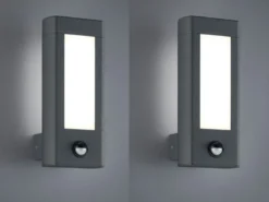 2er SET LED Außenwandlampen Anthrazit mit Bewegungsmelder, Höhe 28cm