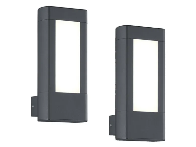 2er SET LED Außenwandlampen Anthrazit, Höhe 25cm