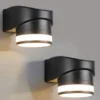 2er Set LED Außenwandleuchte Downlight in Schwarz, Höhe 10cm