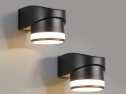 2er Set LED Außenwandleuchte Downlight in Schwarz, Höhe 10cm