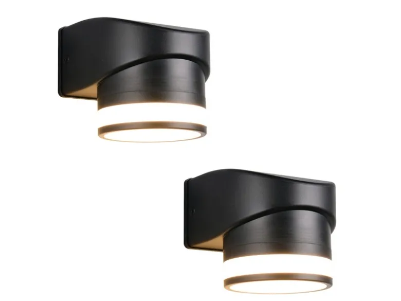 2er Set LED Außenwandleuchte Downlight in Schwarz, Höhe 10cm