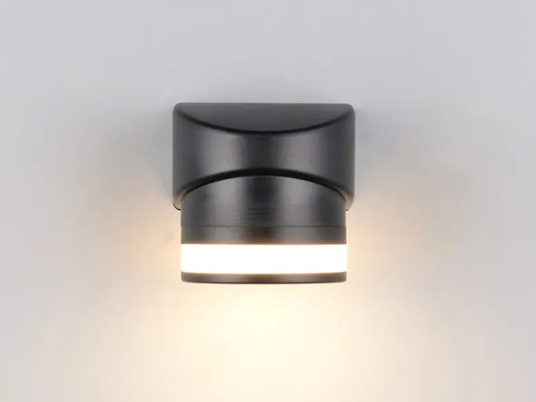 2er Set LED Außenwandleuchte Downlight in Schwarz, Höhe 10cm