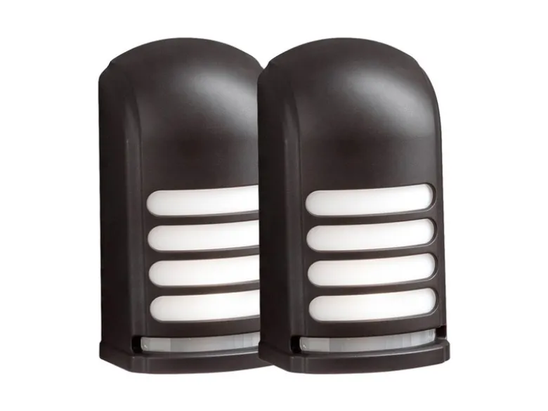 2er-Set LED Außenwandleuchte mit Bewegungsmelder & Batterie, Schwarz H: 13cm