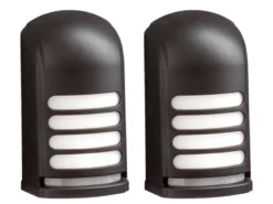 2er-Set LED Außenwandleuchte mit Bewegungsmelder & Batterie, Schwarz H: 13cm