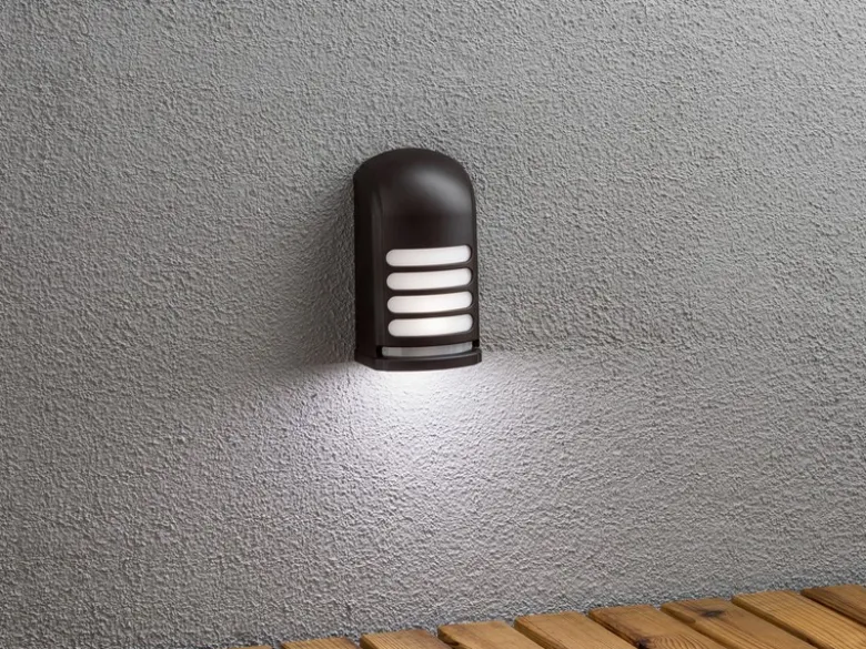 2er-Set LED Außenwandleuchte mit Bewegungsmelder & Batterie, Schwarz H: 13cm