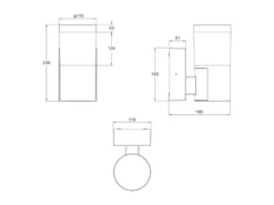 2er Set LED Außenwandleuchten Anthrazit zur Reihenschaltung geeignet, Höhe 24cm