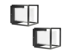 2er Set LED Außenwandleuchten aus Aluminium in Schwarz, 17x15cm
