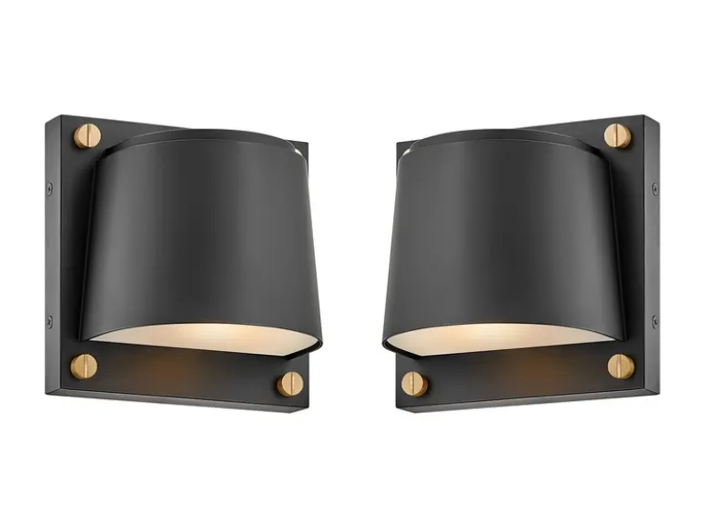 2er Set LED Außenwandleuchten Downlight Schwarz, Höhe 16,5cm