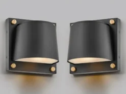 2er Set LED Außenwandleuchten Downlight Schwarz, Höhe 16,5cm