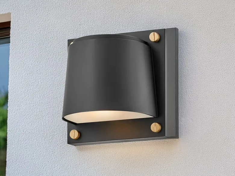 2er Set LED Außenwandleuchten Downlight Schwarz, Höhe 16,5cm